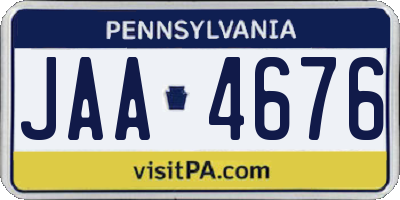 PA license plate JAA4676