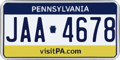 PA license plate JAA4678