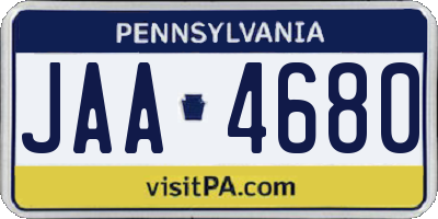 PA license plate JAA4680