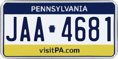 PA license plate JAA4681