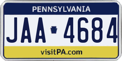 PA license plate JAA4684