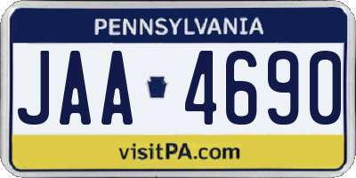PA license plate JAA4690