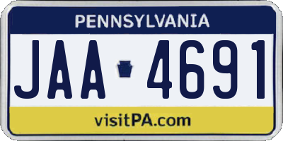 PA license plate JAA4691