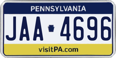 PA license plate JAA4696