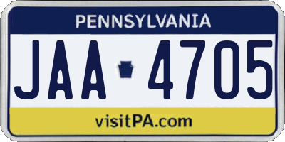 PA license plate JAA4705