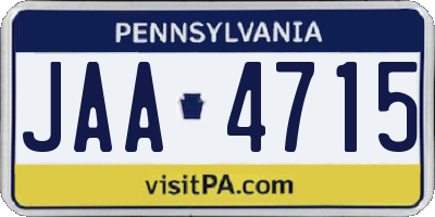 PA license plate JAA4715