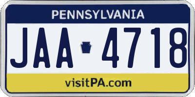 PA license plate JAA4718