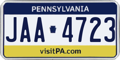 PA license plate JAA4723