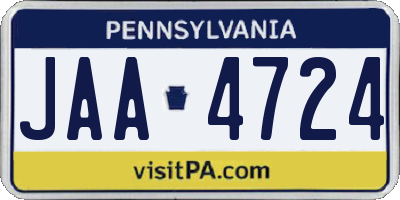 PA license plate JAA4724