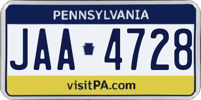 PA license plate JAA4728