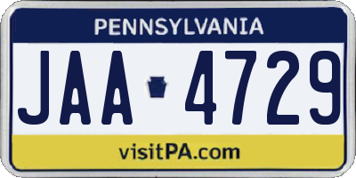 PA license plate JAA4729