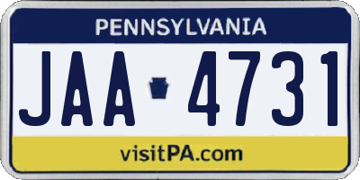 PA license plate JAA4731