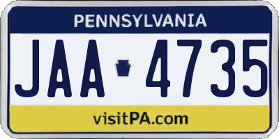 PA license plate JAA4735