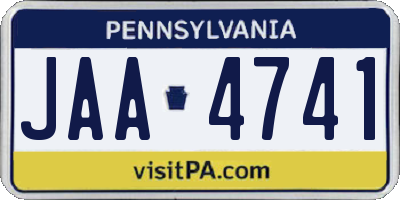 PA license plate JAA4741