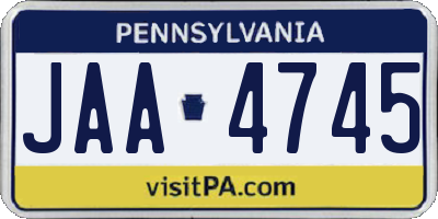 PA license plate JAA4745