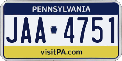 PA license plate JAA4751