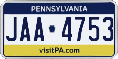 PA license plate JAA4753