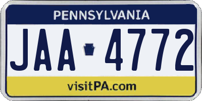 PA license plate JAA4772