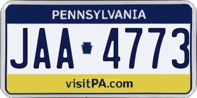 PA license plate JAA4773