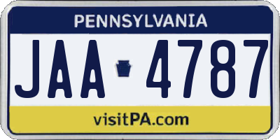 PA license plate JAA4787