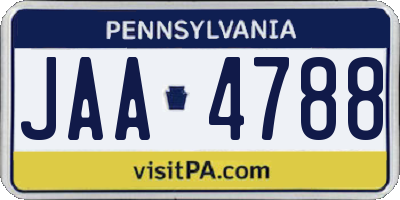 PA license plate JAA4788