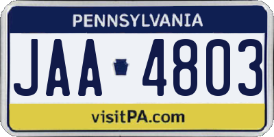 PA license plate JAA4803