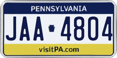 PA license plate JAA4804