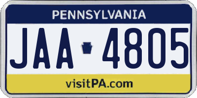 PA license plate JAA4805