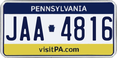 PA license plate JAA4816