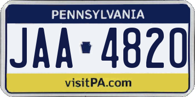 PA license plate JAA4820