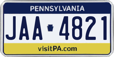 PA license plate JAA4821