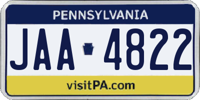 PA license plate JAA4822