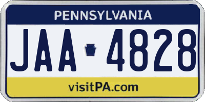 PA license plate JAA4828