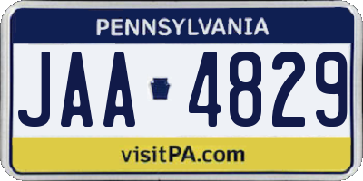 PA license plate JAA4829