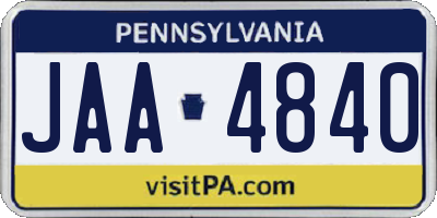 PA license plate JAA4840