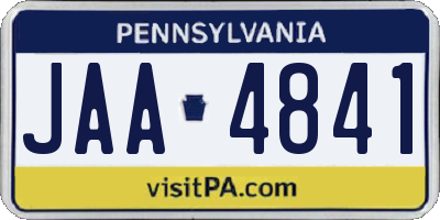 PA license plate JAA4841