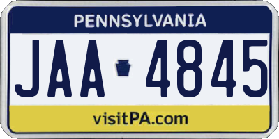 PA license plate JAA4845