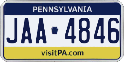 PA license plate JAA4846