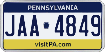 PA license plate JAA4849