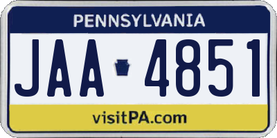 PA license plate JAA4851