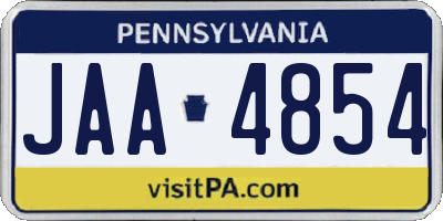 PA license plate JAA4854