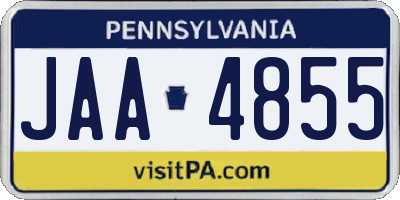 PA license plate JAA4855