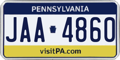 PA license plate JAA4860