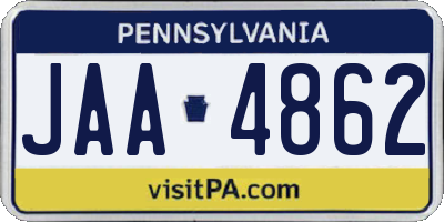 PA license plate JAA4862