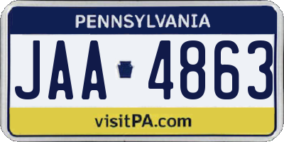 PA license plate JAA4863