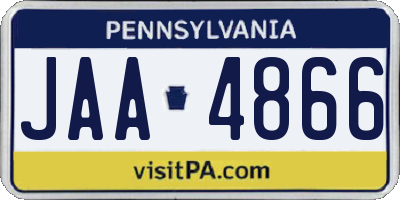 PA license plate JAA4866