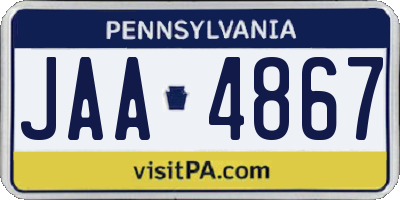 PA license plate JAA4867