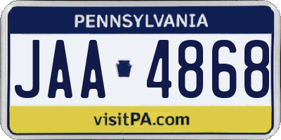 PA license plate JAA4868