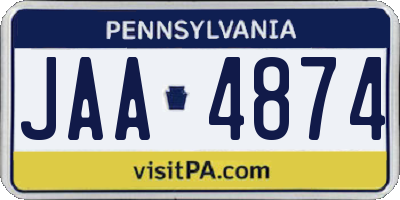 PA license plate JAA4874