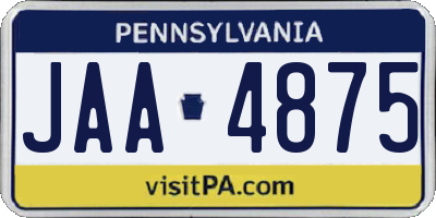 PA license plate JAA4875